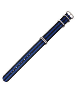 Black & Blue Combo 22mm Long NATO Four Rings Nylon Watch Strap