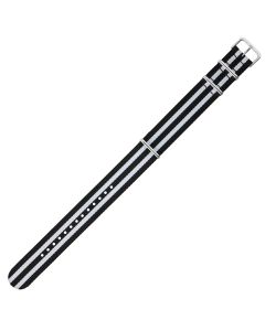 Black & White 20mm Long NATO Three Rings Nylon Watch Strap