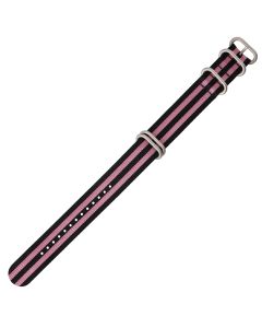Black & Pink Combo 22mm Long NATO Four Rings Nylon Watch Strap