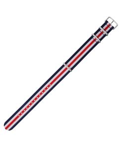 Navy & Red Combo 20mm Long NATO Three Rings Nylon Watch Strap