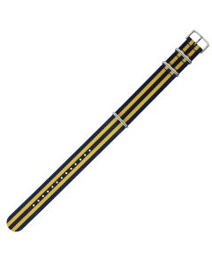 Navy & Yellow 20mm Long NATO Three Rings Nylon Watch Strap