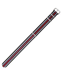 Black & Red Combo 20mm Long NATO Three Rings Nylon Watch Strap