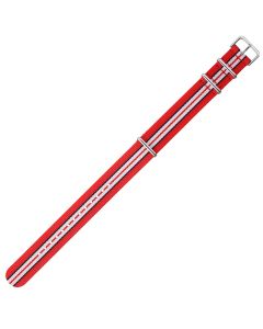 Red & White Combo 20mm Long NATO Three Rings Nylon Watch Strap