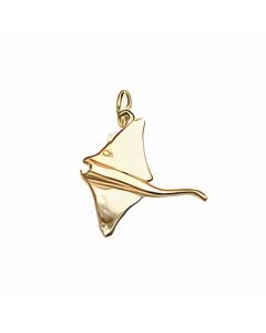 10K Yellow Gold 3D String Ray Charm