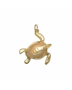 10K Yellow Gold 3D Sea Turtle Charm