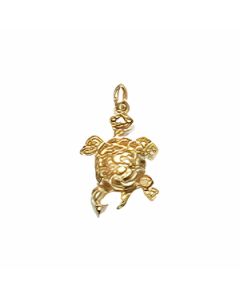 10K Yellow Gold 3D Turtle Charm