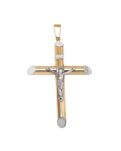10K Two Tone Crucifix Pendant