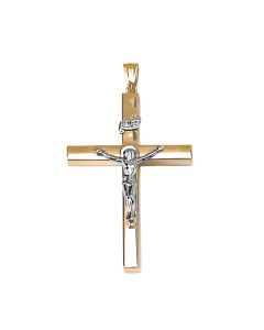 10K Two Tone Crucifix Pendant