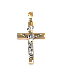 10K Two Tone Crucifix Pendant