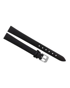 12mm Black Extra Long Plain Smooth Leather Watch Band