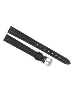 12mm Black Extra Long Smooth Stitched Crocodile Print Leather Watch Band