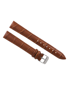 16mm Brown Extra Long Smooth Stitched Crocodile Print Leather Watch Band