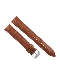 18mm Light Brown Extra Long Smooth Stitched Crocodile Print Leather Watch Band