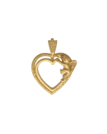 10K Yellow Gold Angel on a Heart Pendant