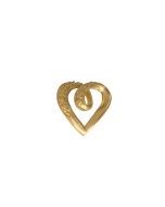 10K Yellow Gold Curled Floating Heart Pendant