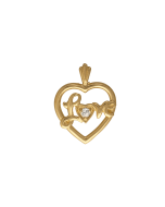 10K Yellow Gold "Love" Heart Pendant