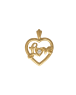 10K Yellow Gold "Love" Heart Pendant