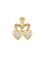 10K Yellow Gold Double C.Z. Heart Pendant