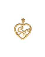 10K Yellow Gold "Sweet 16"  Heart Pendant