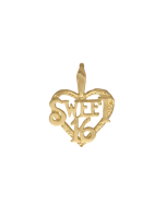 10K Yellow Gold "Sweet 16"  Heart Pendant