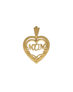 10K Yellow Gold Fancy Heart "Mom" Pendant