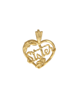 10K Yellow Gold  "Sister"  Heart Pendant