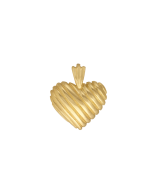 10K Yellow Gold Slanted Striped Heart Pendant