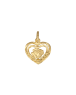 10K Yellow Gold Heart With Rose Charm