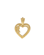 10K Yellow Gold Flower Heart Pendant