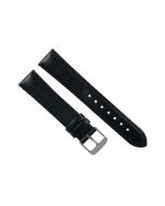 18mm Black Smooth Padded Stitched Leather Watch Band