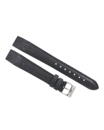 18mm Black Padded Crocodile Print Taped Ends Leather Watch Band