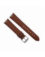 18mm Light Brown Smooth Padded Stitched Leather Watch Band