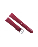 18mm Burgundy Lizard Print Padded Stitched Leather Watch Band