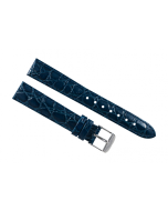 18mm Navy Blue Flat Non Padded Crocodile Print Stitched Leather Watch Band