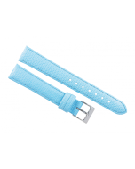 18mm Light Blue Padded Lizard Print Stitched Leather Watch Band
