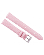 18mm Pink Lizard Print Padded Stitched Leather Watch Band