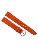 18mm Orange Flat Non Padded Crocodile Print Stitched Leather Watch Band