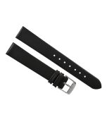 18mm Black Plain Padded Style Leather Watch Band 