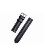18mm Black Smooth Heavy Padded Stitched Leather Watch Band