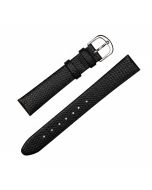 18mm Black Flat Non Padded Lizard Print Leather Watch Bands