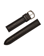 18mm Black Scratched Style Padded Stitched Leather Watch Band 