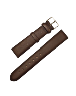 18mm Dark Brown Plain Padded Style Leather Watch Band 