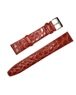 18mm Burgundy Flat Crocodile Print Leather Watch Band