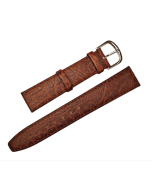 18mm Brown Flat Scratched Stitched Leather Watch Band  