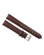 18mm Brown Padded Stitched Leather Watch Band