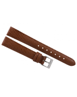 18mm Brown Lizard Print Padded Stitched Leather Watch Band
