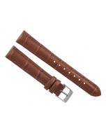 18mm Light Brown Crocodile Print Padded Stitched Leather Watch Band