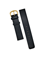 18mm Black Flat Lizard Print Leather Watch Band