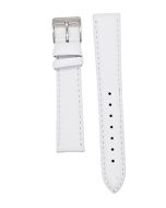 18mm White Plain Padded Stitched Style Leather Watch Band