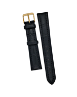 18mm Black Crocodile Print Padded Stitched Leather Leather Watch Band